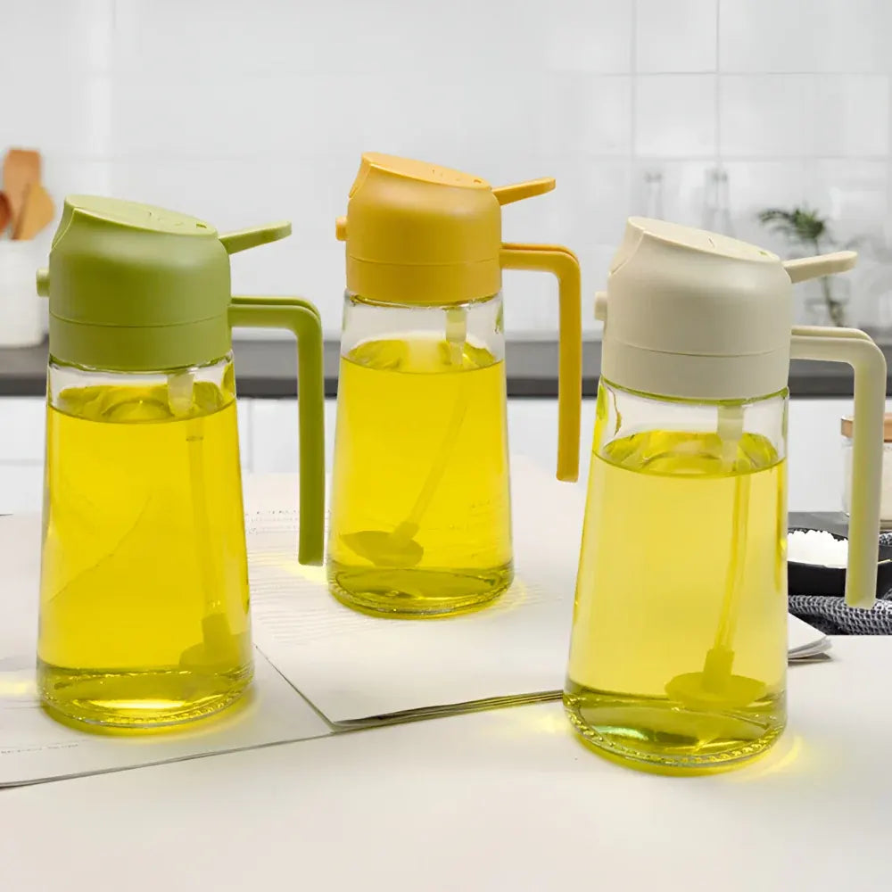Refillable Glass Oil Dispenser Bottle with Spray Nozzle for Kitchen Cooking