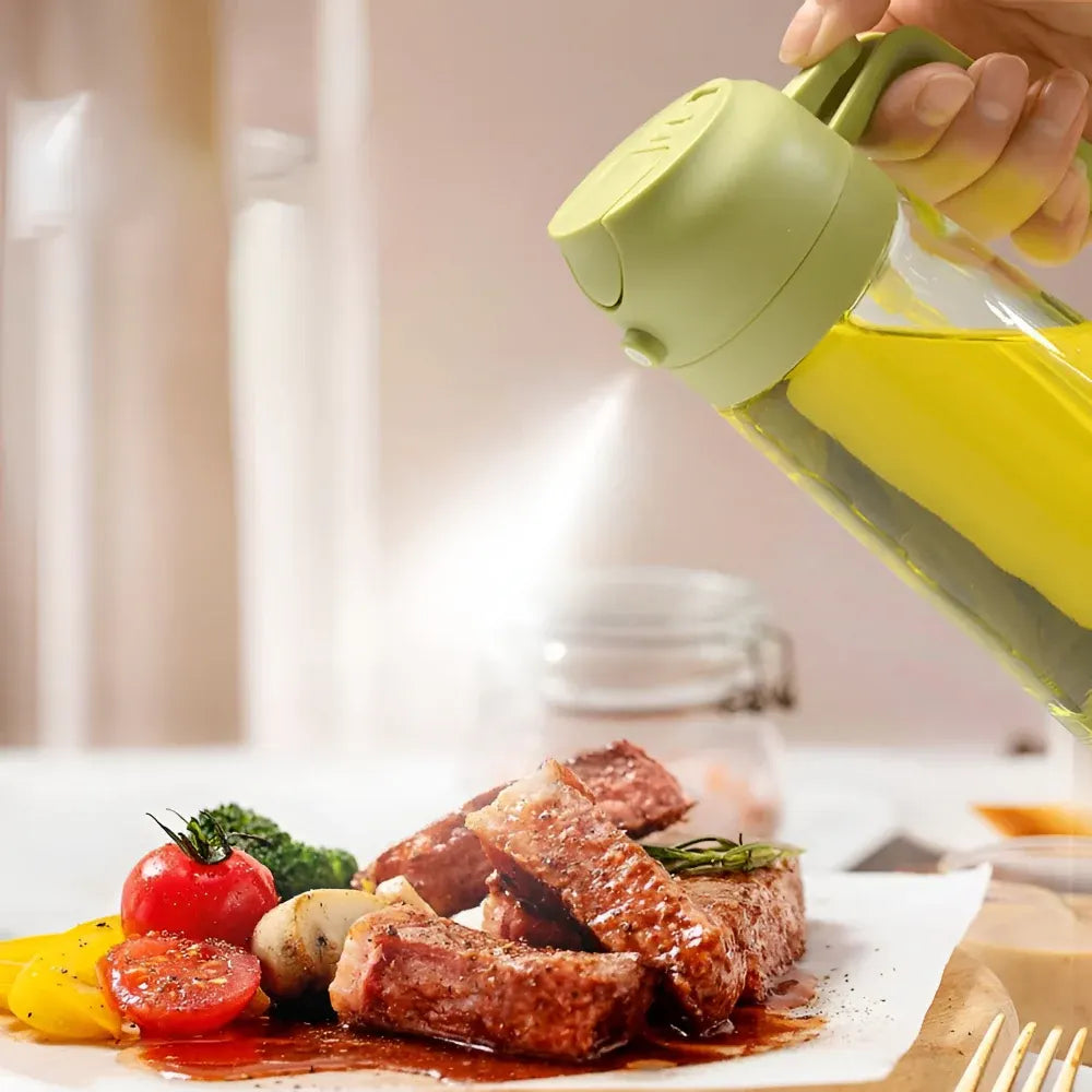 Refillable Glass Oil Dispenser Bottle with Spray Nozzle for Kitchen Cooking