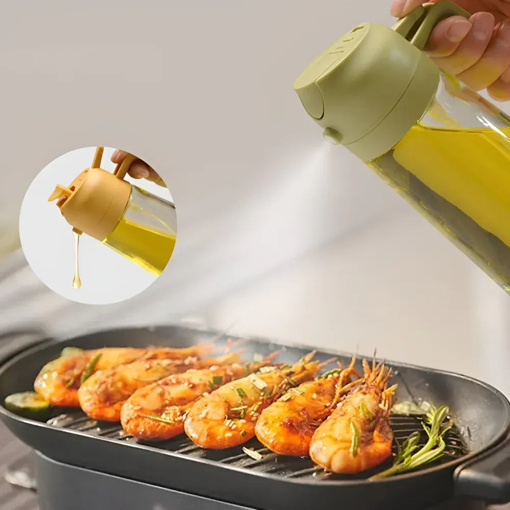 Refillable Glass Oil Dispenser Bottle with Spray Nozzle for Kitchen Cooking