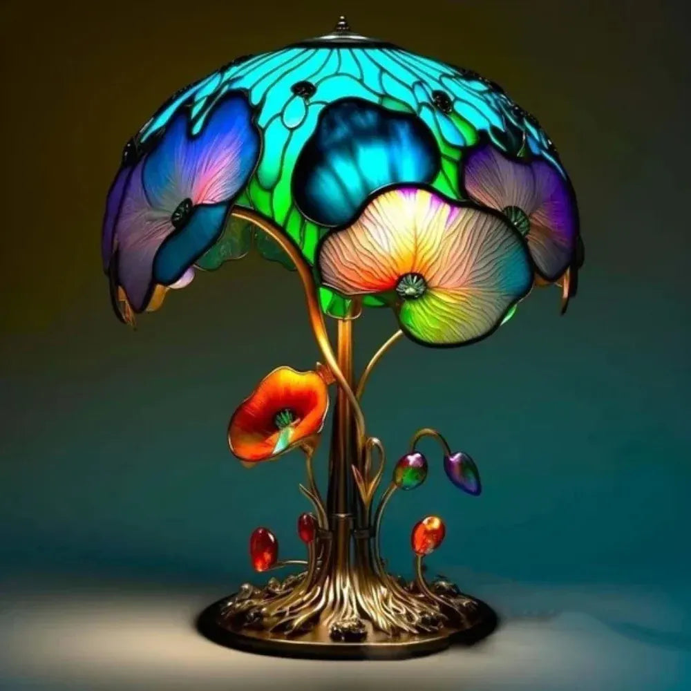 Resin Mushroom-Style Glass LED Table Lamp with Ambient Accent Lighting