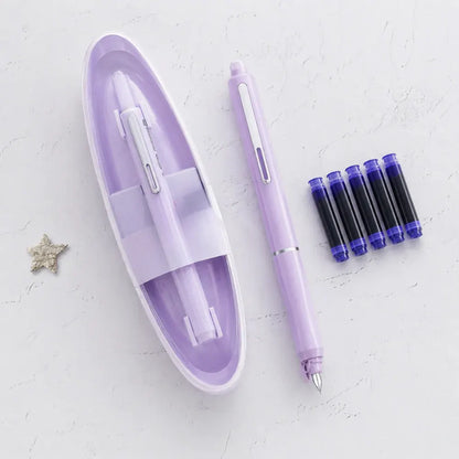 Retractable Stainless Steel Fountain Pen with Refillable Ink Cartridge