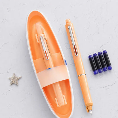 Retractable Stainless Steel Fountain Pen with Refillable Ink Cartridge