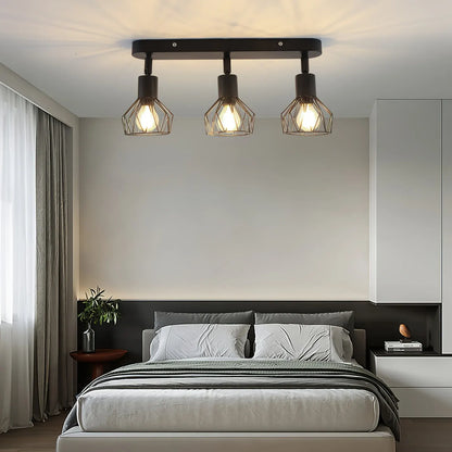 Retro 3-Light Ceiling Track Spotlight – Industrial Black Metal Fixture