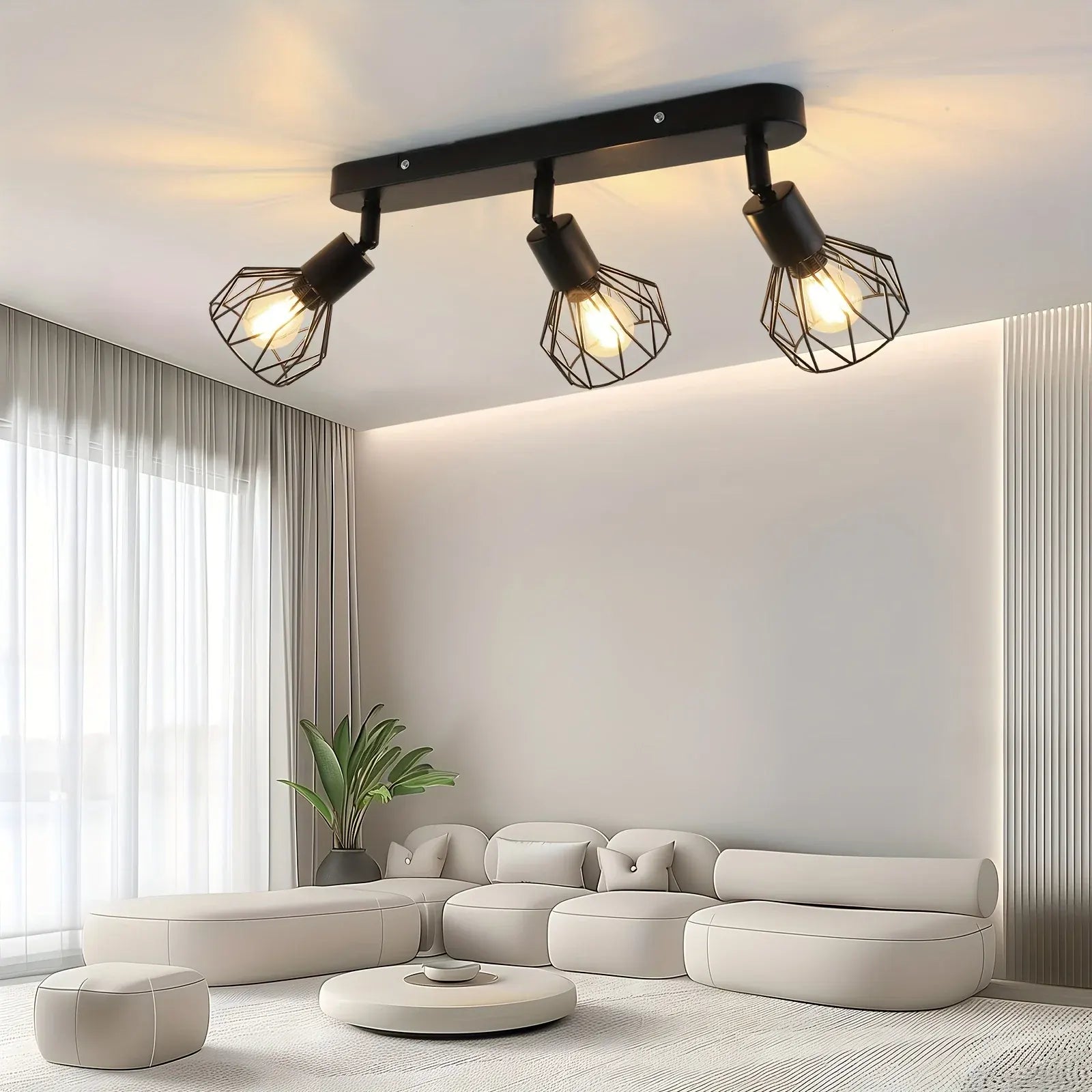 Retro 3-Light Ceiling Track Spotlight – Industrial Black Metal Fixture