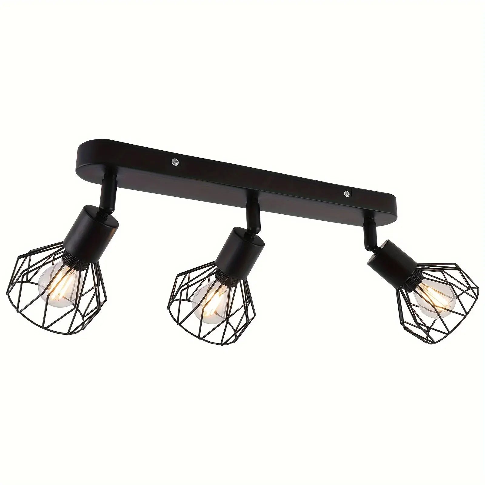 Retro 3-Light Ceiling Track Spotlight – Industrial Black Metal Fixture
