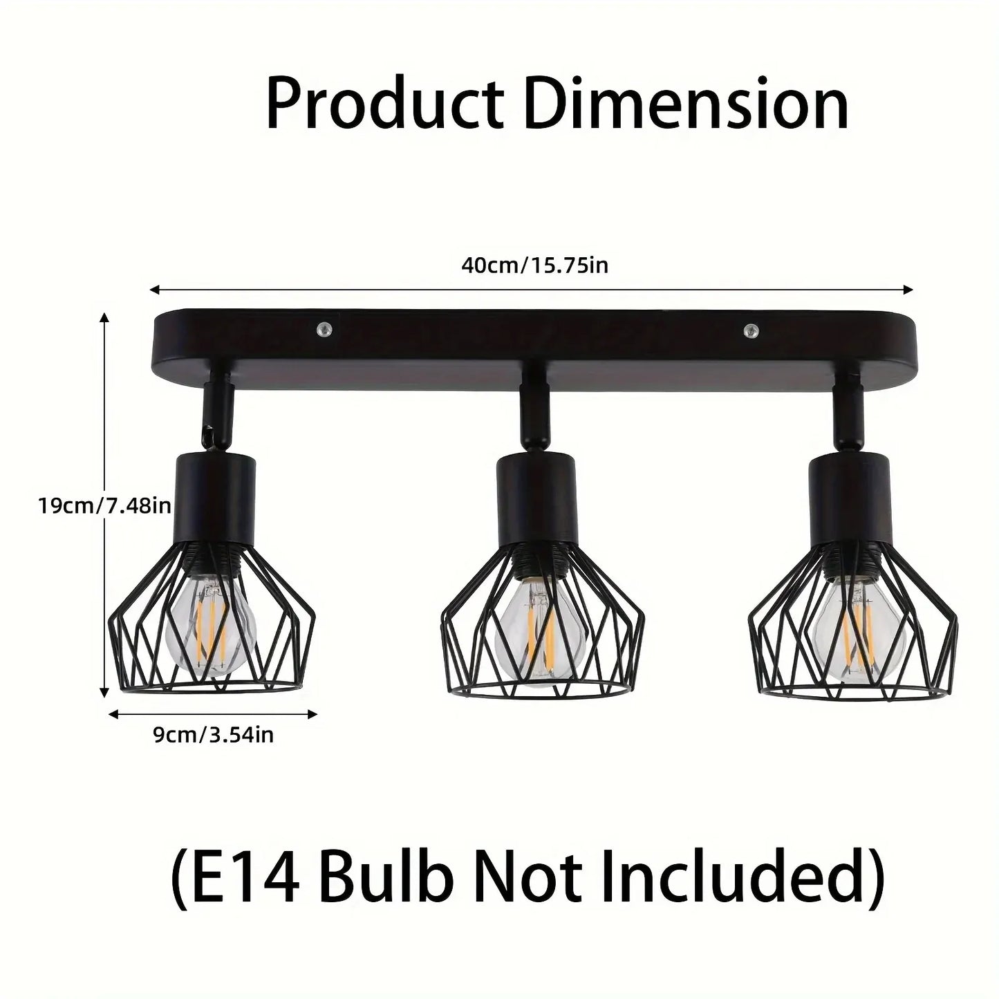 Retro 3-Light Ceiling Track Spotlight – Industrial Black Metal Fixture