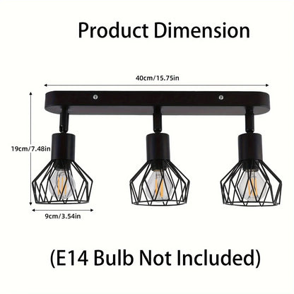 Retro 3-Light Ceiling Track Spotlight – Industrial Black Metal Fixture