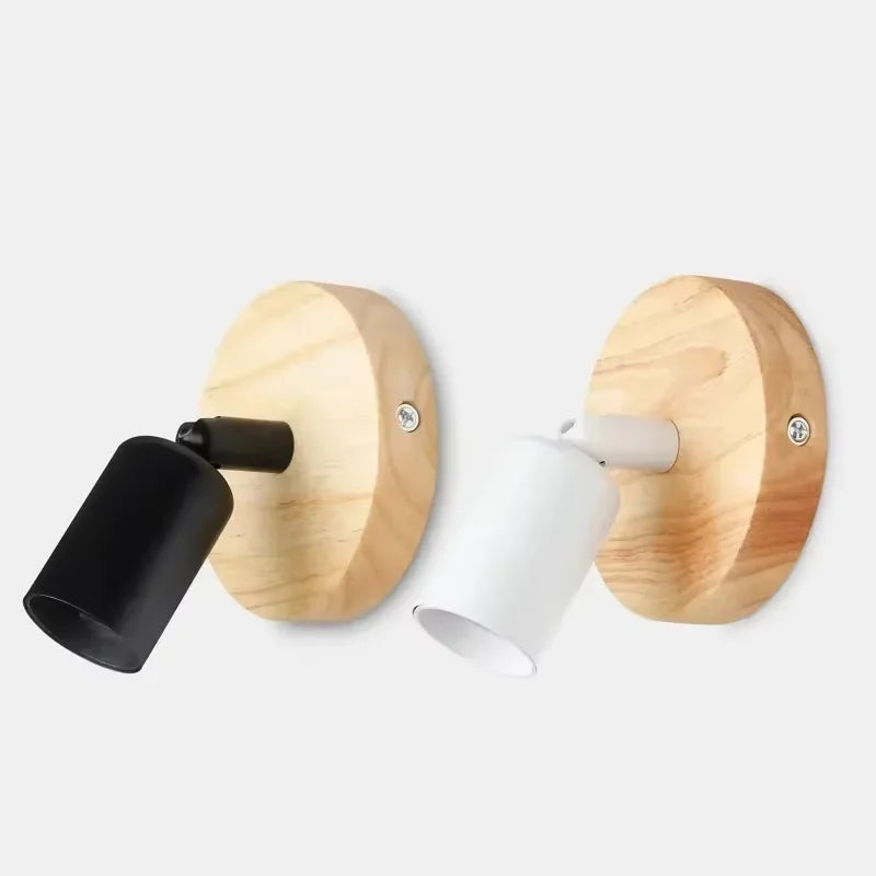 Retro Adjustable Wall Sconce with Wood and Metal Design