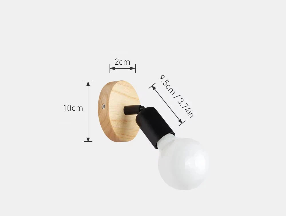 Retro Adjustable Wall Sconce with Wood and Metal Design