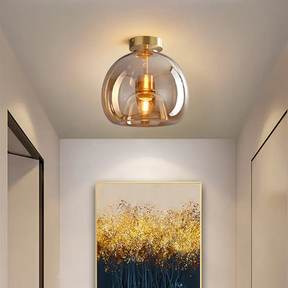 Retro Amber Bubble Glass Pendant Ceiling Light