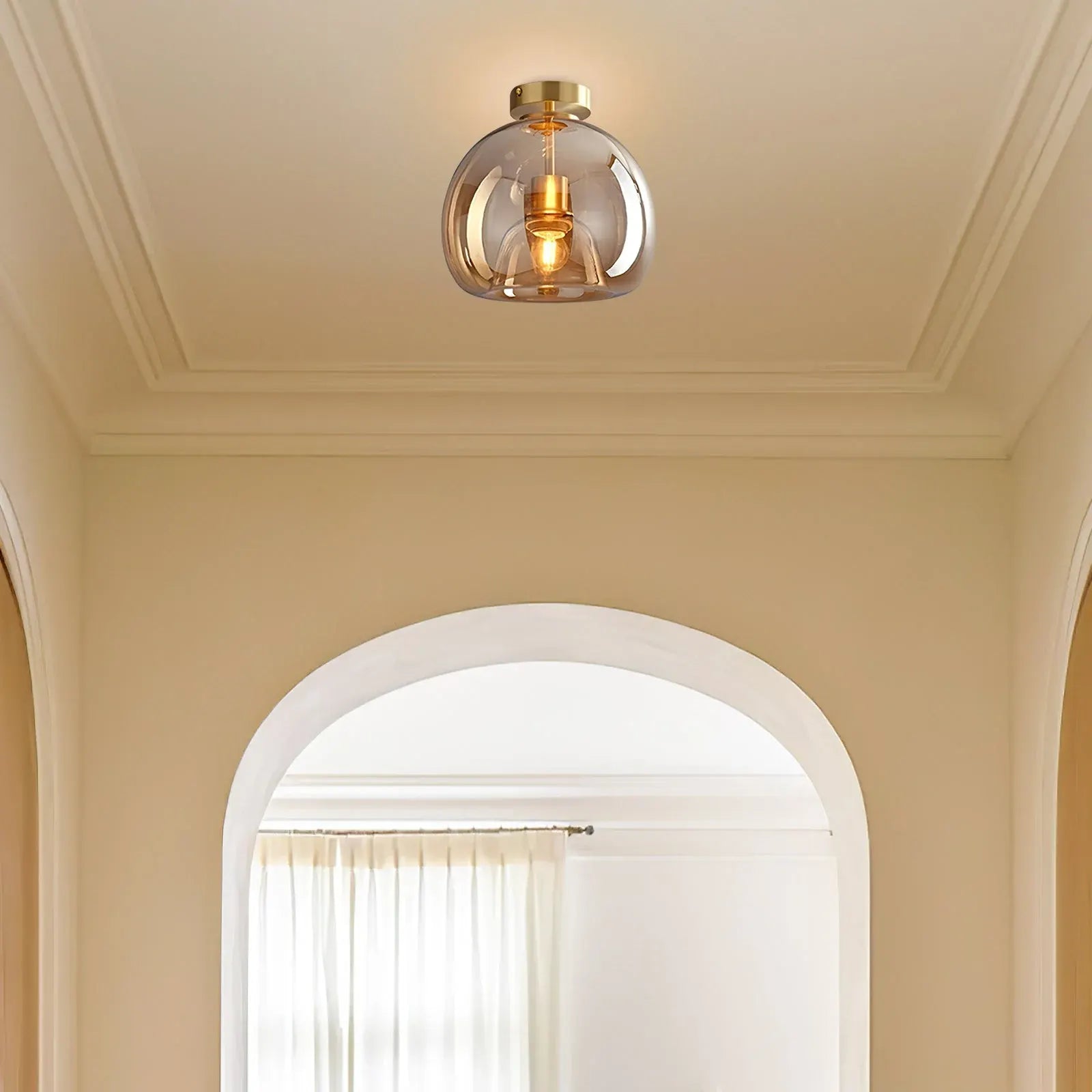 Retro Amber Bubble Glass Pendant Ceiling Light