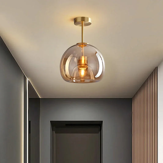 Retro Amber Bubble Glass Pendant Ceiling Light