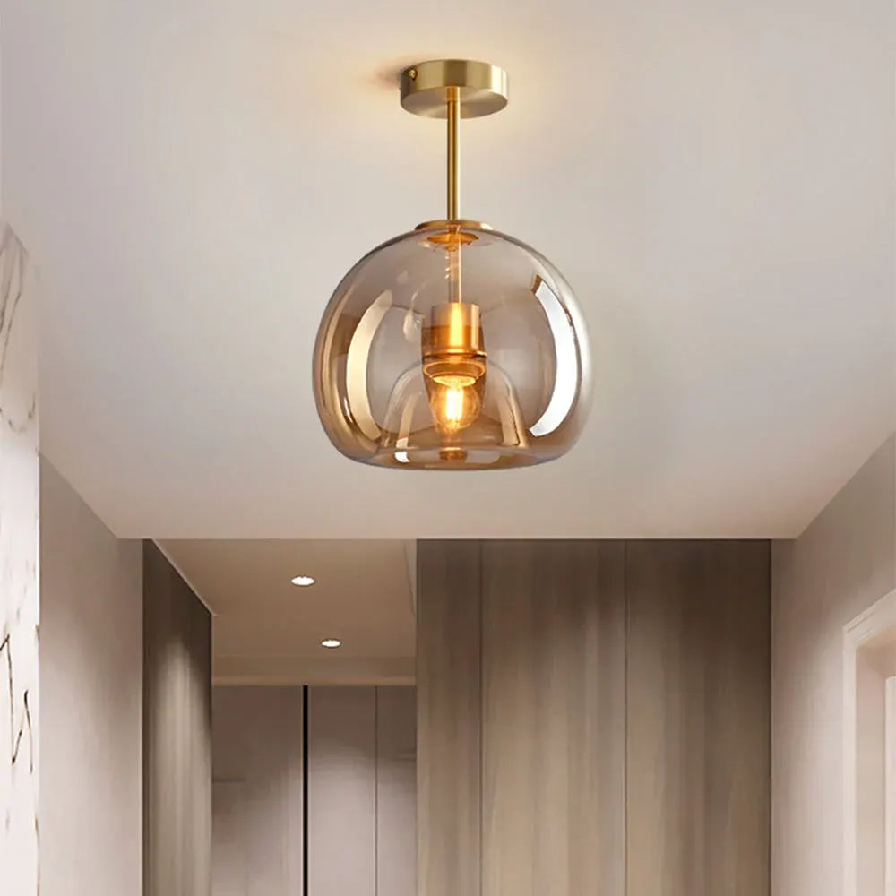 Retro Amber Bubble Glass Pendant Ceiling Light