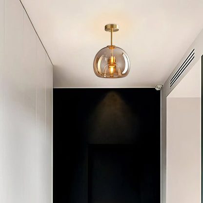 Retro Amber Bubble Glass Pendant Ceiling Light