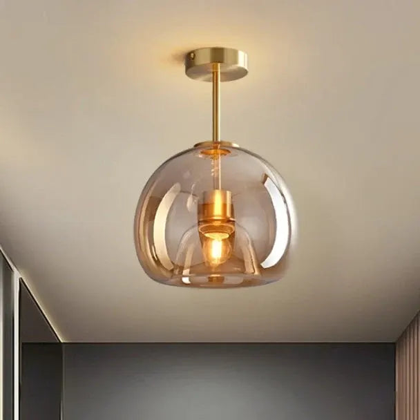Retro Amber Bubble Glass Pendant Ceiling Light