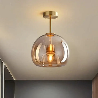 Retro Amber Bubble Glass Pendant Ceiling Light