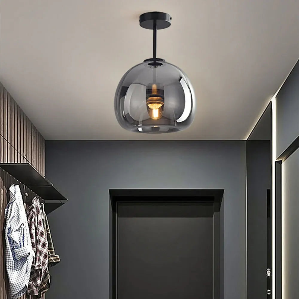 Retro Amber Bubble Glass Pendant Ceiling Light