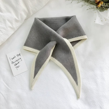 Retro Contrast-Border Lightweight Soft Neck Scarf Wrap
