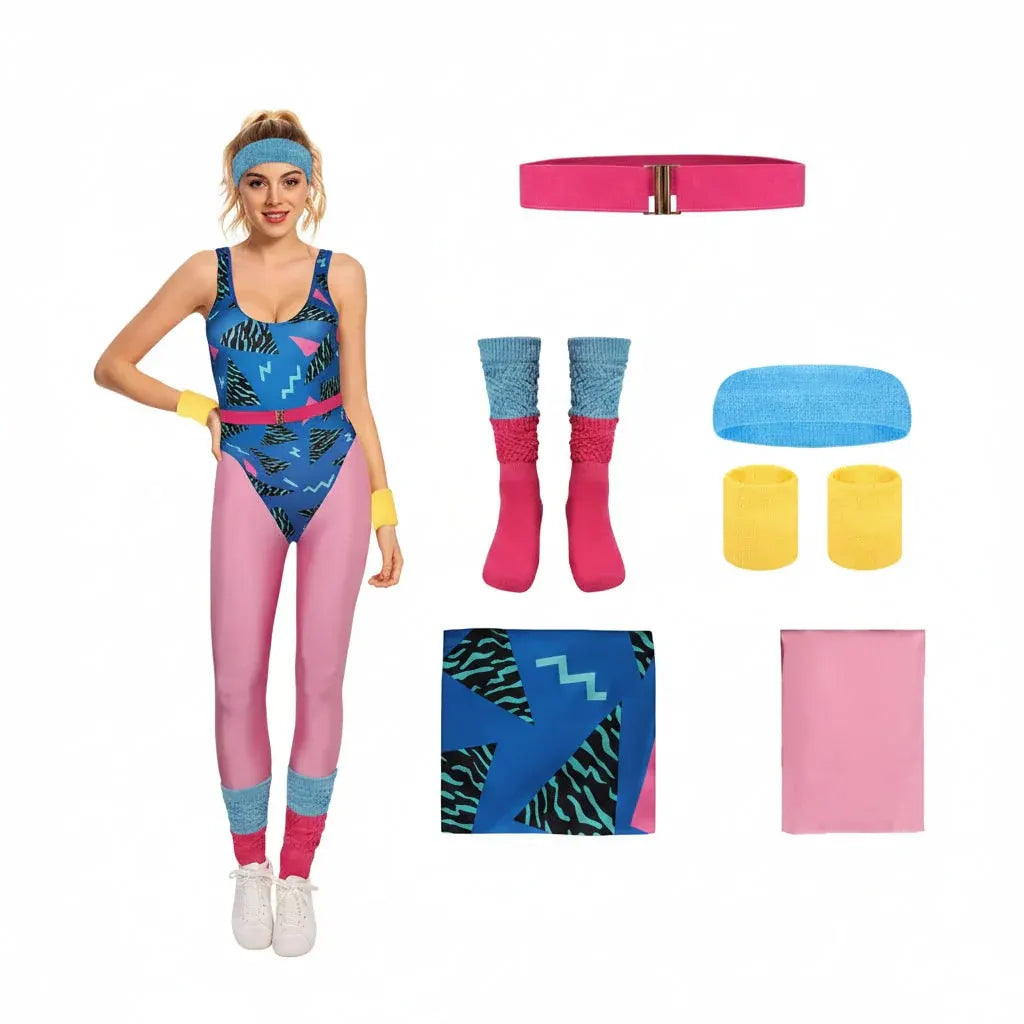 Retro Fitness Costume Outfit Set for Girls Halloween