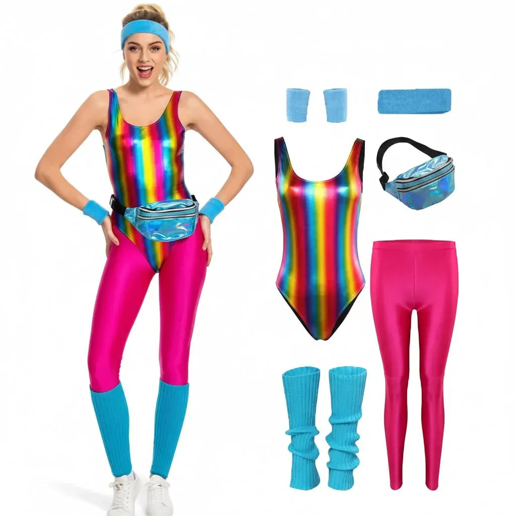 Retro Fitness Costume Outfit Set for Girls Halloween