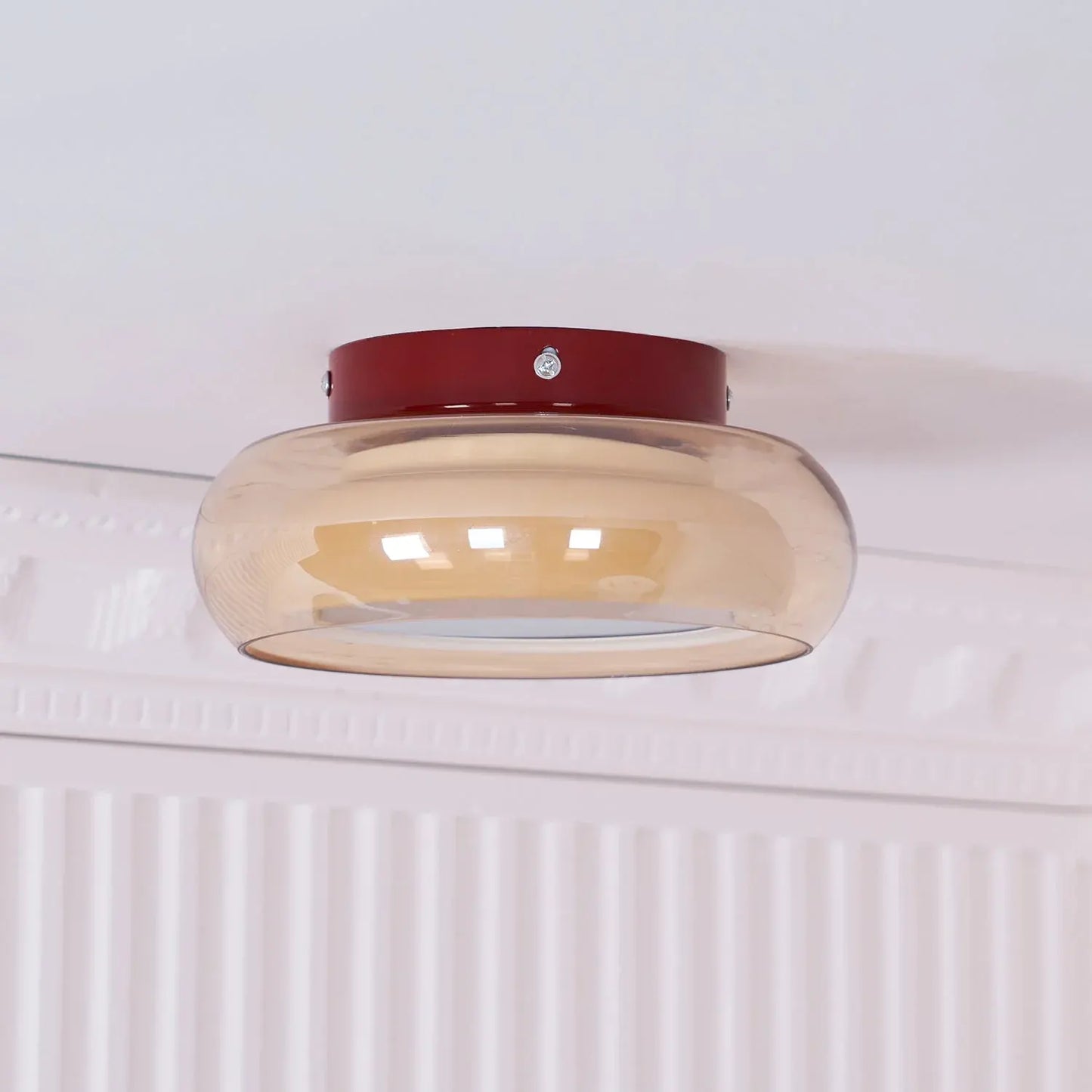 Retro Glass LED Flush Mount Ceiling Fixture for Indoor Lighting