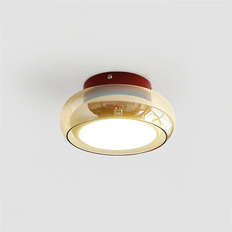Retro Glass LED Flush Mount Ceiling Fixture for Indoor Lighting