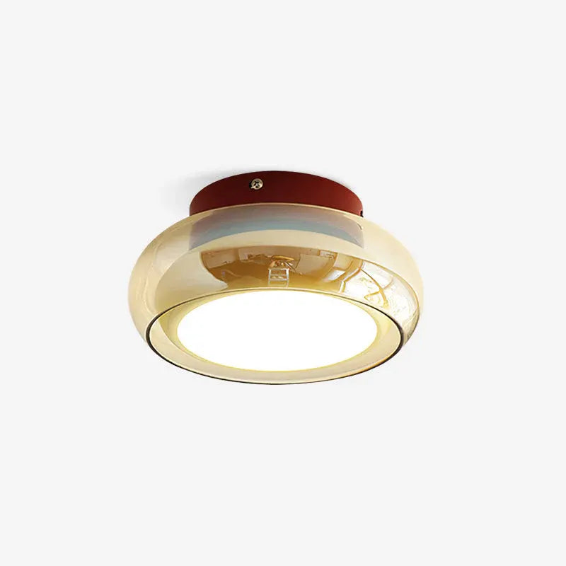 Retro Glass LED Flush Mount Ceiling Fixture for Indoor Lighting