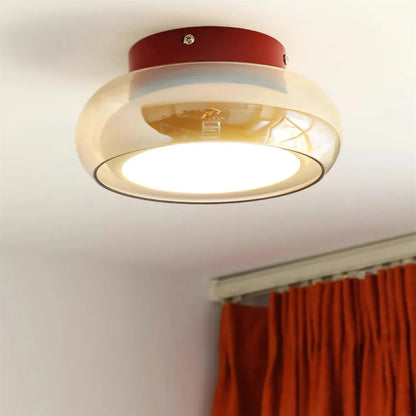 Retro Glass LED Flush Mount Ceiling Fixture for Indoor Lighting