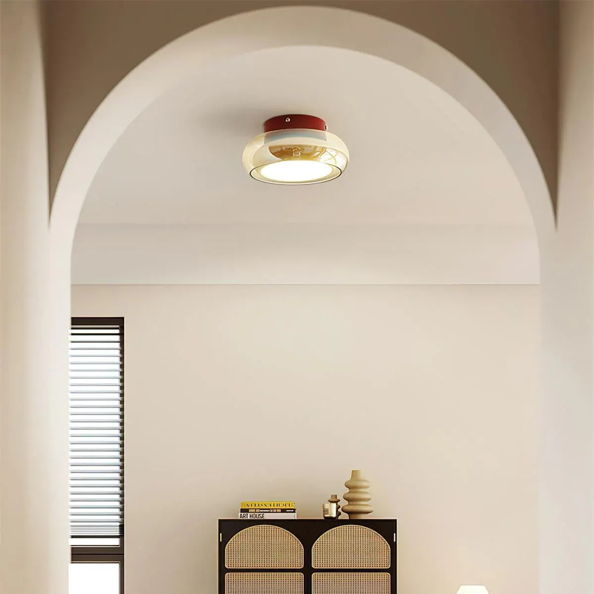 Retro Glass LED Flush Mount Ceiling Fixture for Indoor Lighting