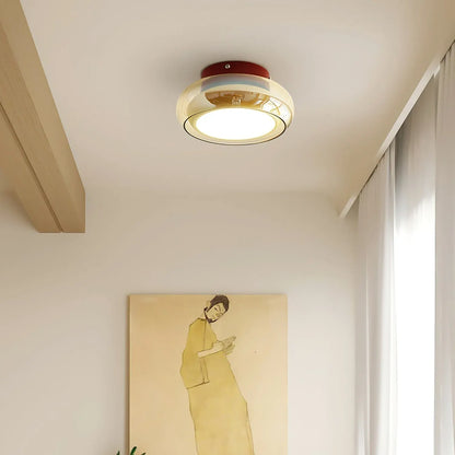 Retro Glass LED Flush Mount Ceiling Fixture for Indoor Lighting