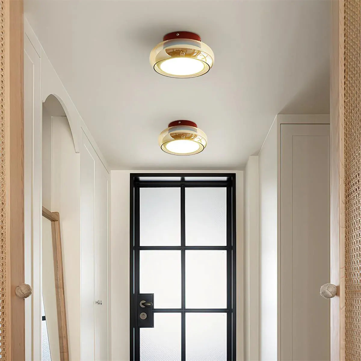 Retro Glass LED Flush Mount Ceiling Fixture for Indoor Lighting