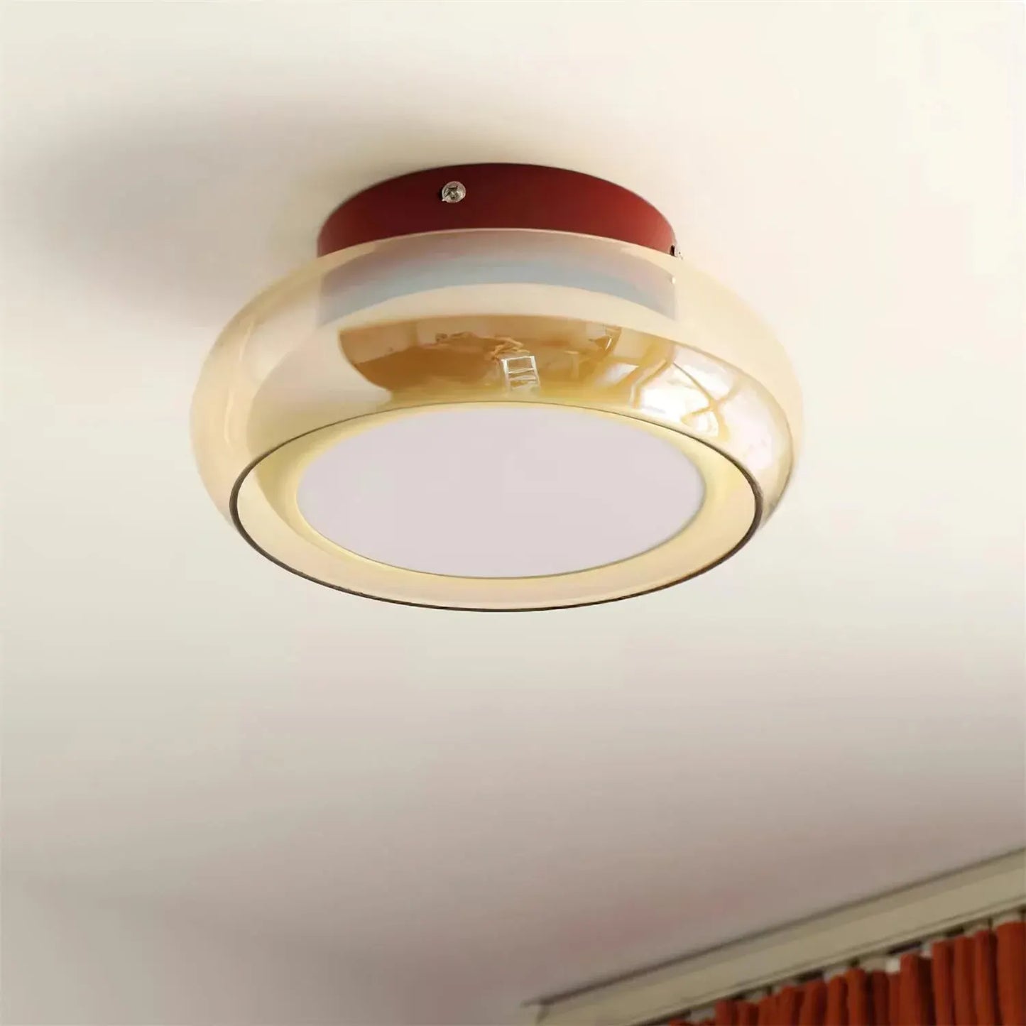 Retro Glass LED Flush Mount Ceiling Fixture for Indoor Lighting