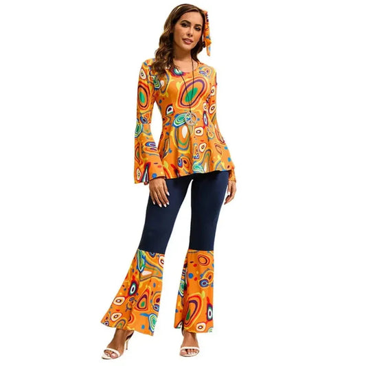 Retro Hippie Bell Bottom Adult Halloween Costume Set