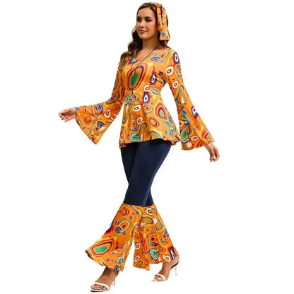 Retro Hippie Bell Bottom Adult Halloween Costume Set