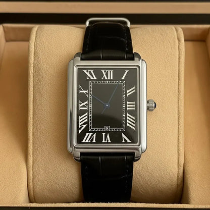 Retro Square-Faced Men's Analog Dress Watch Classic Design