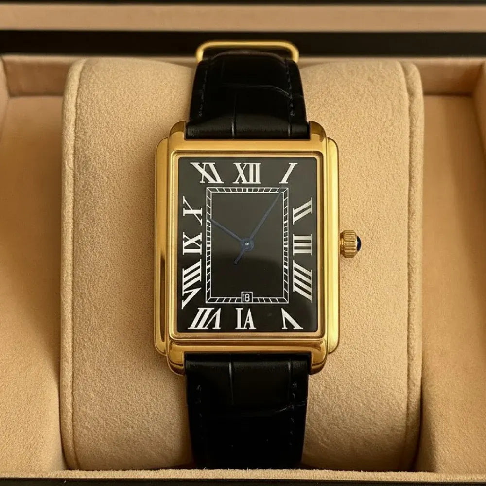 Retro Square-Faced Men's Analog Dress Watch Classic Design