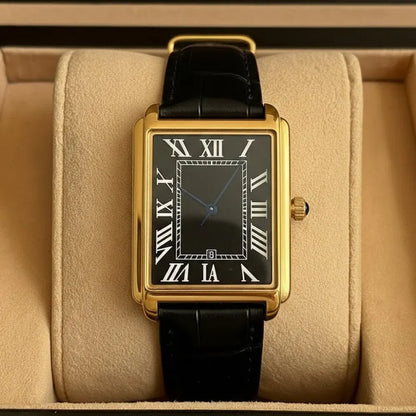 Retro Square-Faced Men's Analog Dress Watch Classic Design