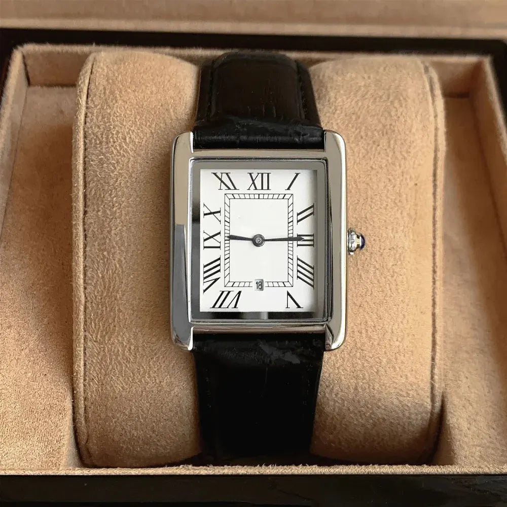 Retro Square-Faced Men's Analog Dress Watch Classic Design