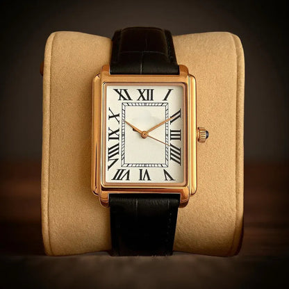 Retro Square-Faced Men's Analog Dress Watch Classic Design