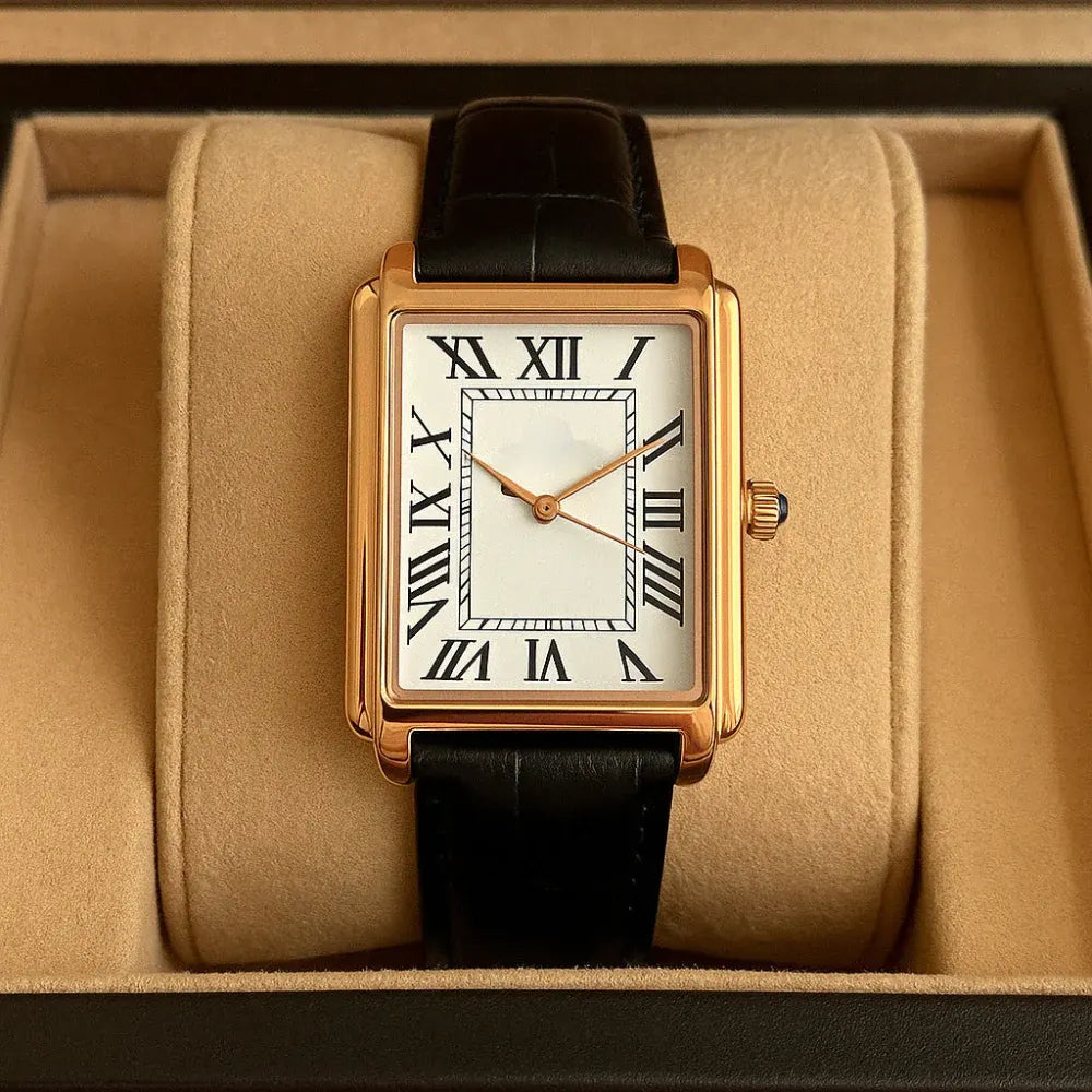 Retro Square-Faced Men's Analog Dress Watch Classic Design