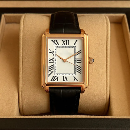 Retro Square-Faced Men's Analog Dress Watch Classic Design