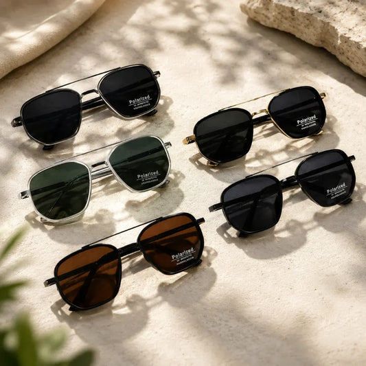 Retro Square Polarized Sunglasses with UV-Protective Lenses