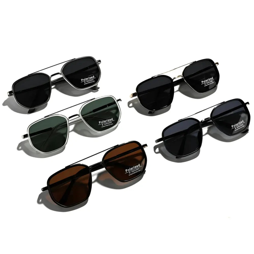 Retro Square Polarized Sunglasses with UV-Protective Lenses