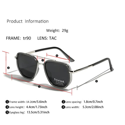 Retro Square Polarized Sunglasses with UV-Protective Lenses