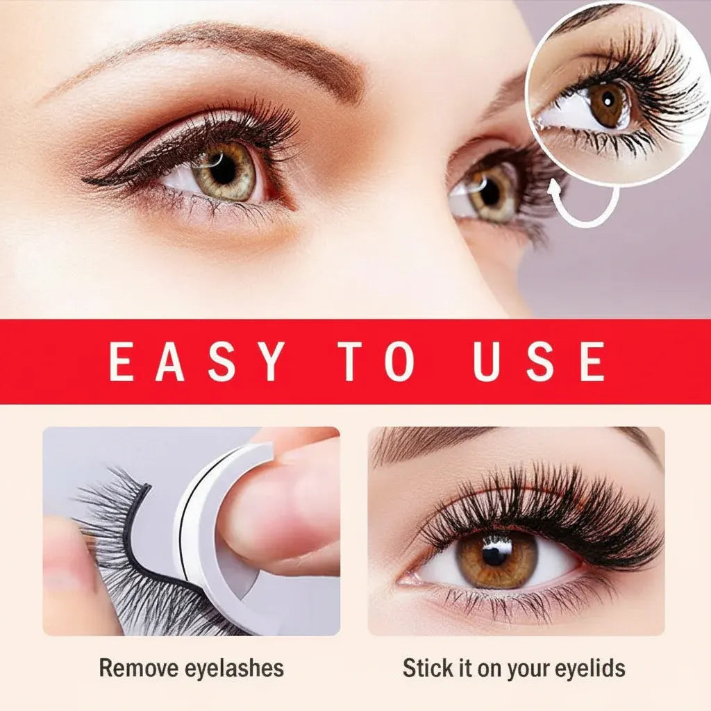 Reusable Self-Adhesive False Eyelashes with Natural Look, Washable