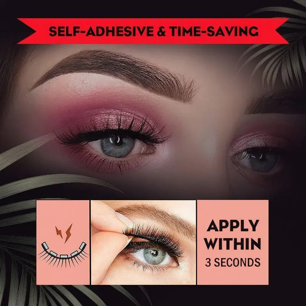Reusable Self-Adhesive False Eyelashes with Natural Look, Washable