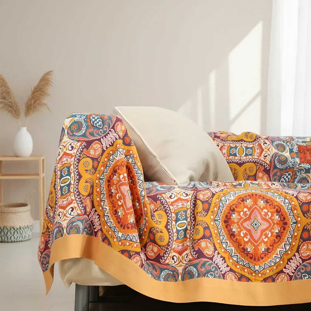 Reversible Boho Cooling Blanket - Breathable Comfort for Restful Sleep