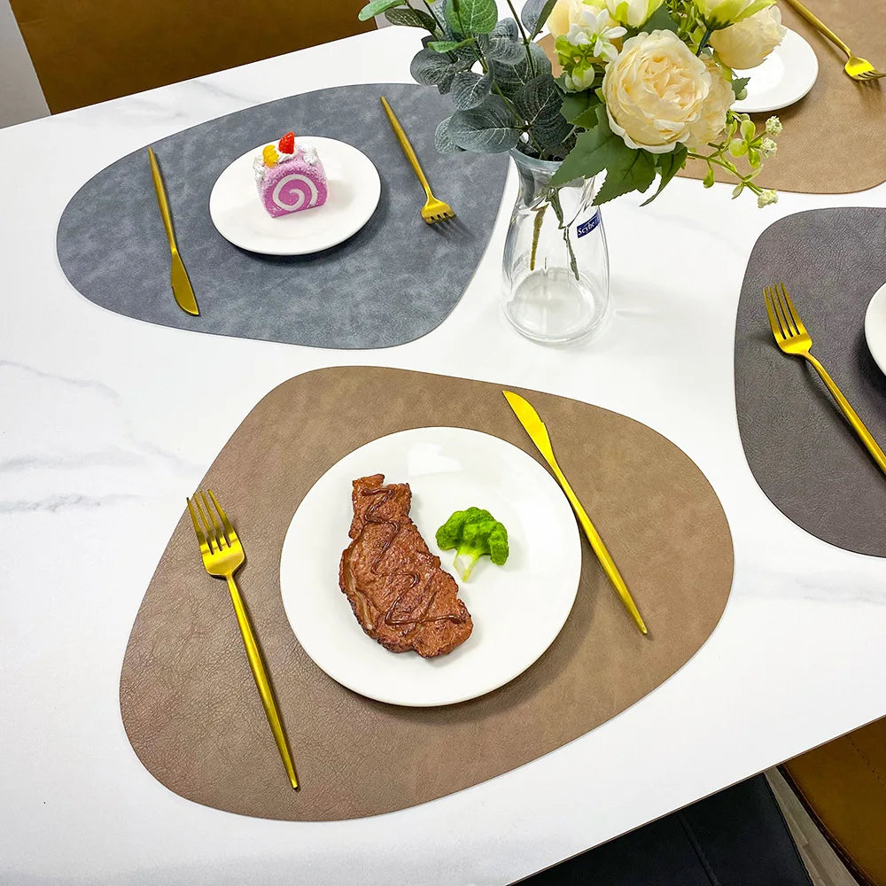 Reversible Faux Leather Placemats - Heat Resistant & Non-Slip Table Mats