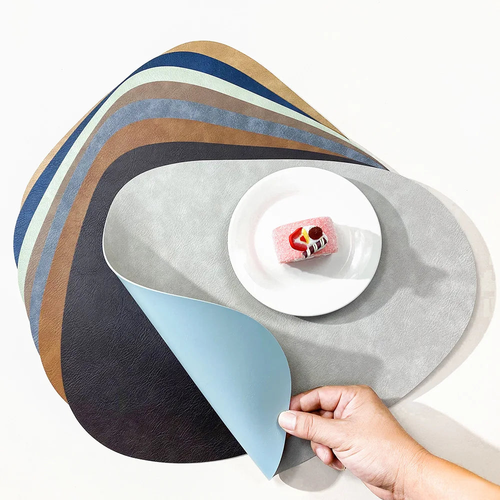 Reversible Faux Leather Placemats - Heat Resistant & Non-Slip Table Mats