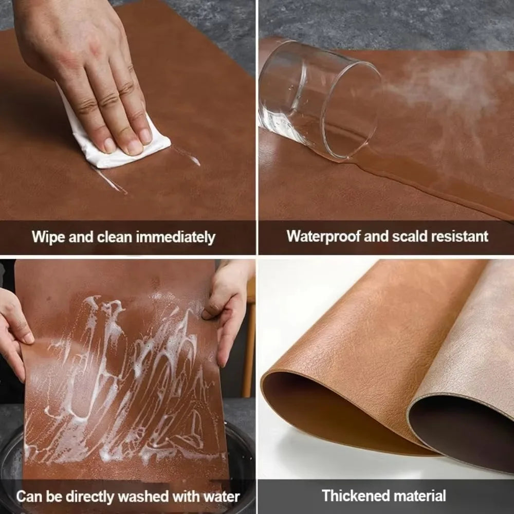 Reversible Faux Leather Placemats - Heat Resistant & Non-Slip Table Mats
